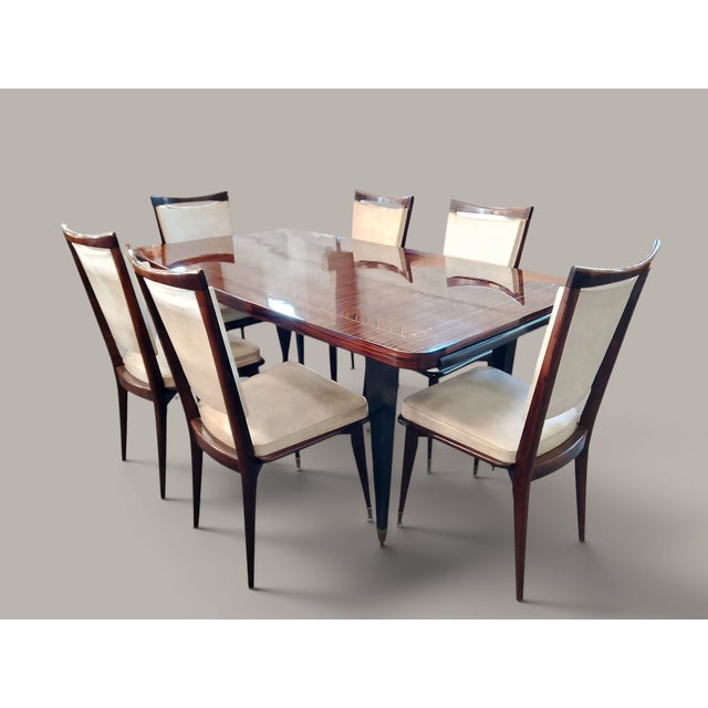 Art Deco French Elegance in Macassar Complete Dining Room with Fine Inlays, 1930s, Set of 8 For Sale - Image 3 of 18