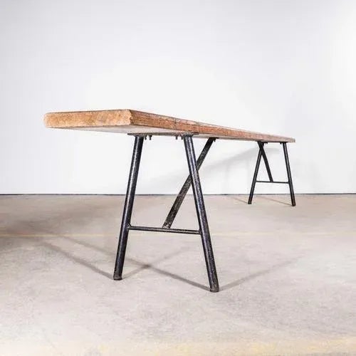 Vintage French Pitch Pine Bench, 1950s For Sale - Image 3 of 11