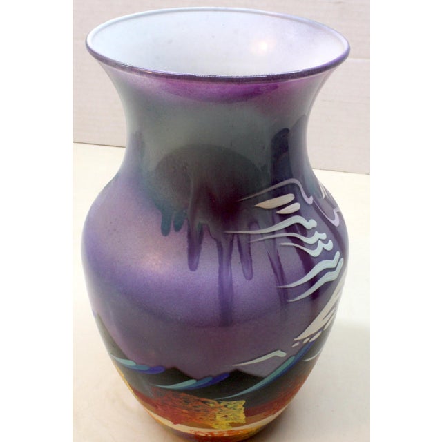 Sky Blue Signed Sam 2 Bulls – Oglala Lakota Sioux Hand-Painted Art Vase For Sale - Image 8 of 16