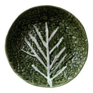 Vintage Green Round Cabbage Leaf Serving Bowl Portugal