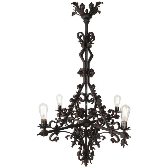 Early 20th Century Wrought Iron Church Chandelier, 1890s For Sale - Image 11 of 11