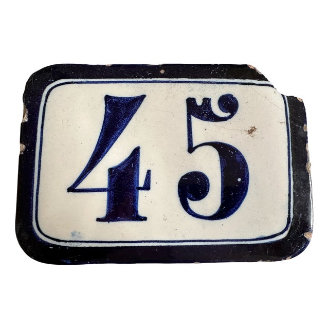 Antique Italian Ceramic House Number For Sale