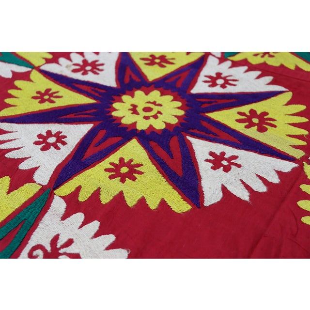Vintage Hand Embroidered Suzani Wall Hanging, 1920s For Sale - Image 6 of 18