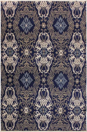 1990s Shabby Chic Modern Blue/Gray Wool & Viscouse Rug - 8'0 X 10'0