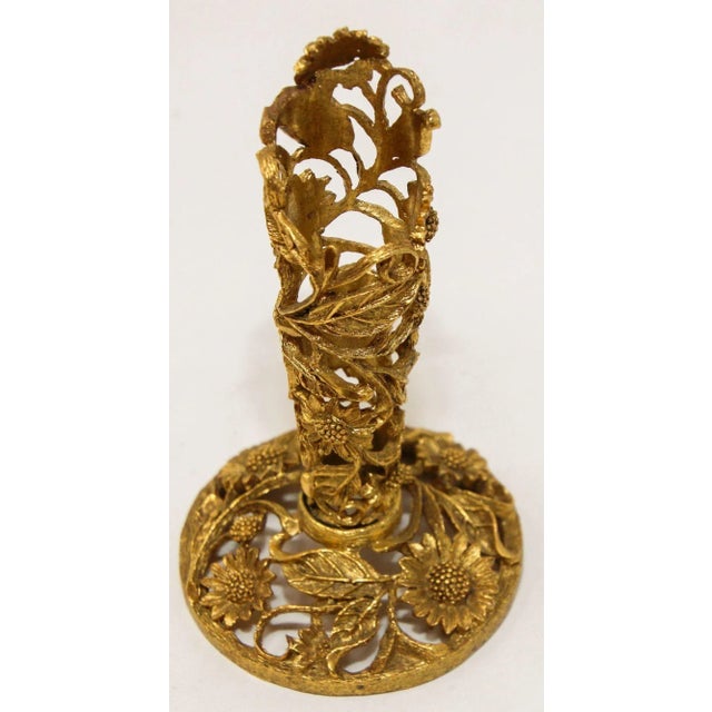 Vintage Matson Ormolu Gold Tone Metal Filigree Bud Vase Holder 1940's For Sale - Image 11 of 13