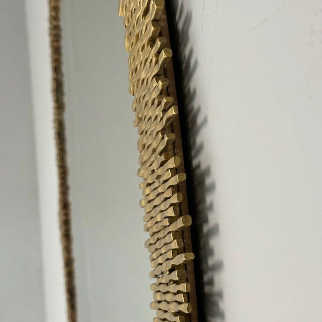 Brass Hollywood Regency Style, Brutalist Modern, Round Wall Mirrors, Brass Star Motif For Sale - Image 8 of 8