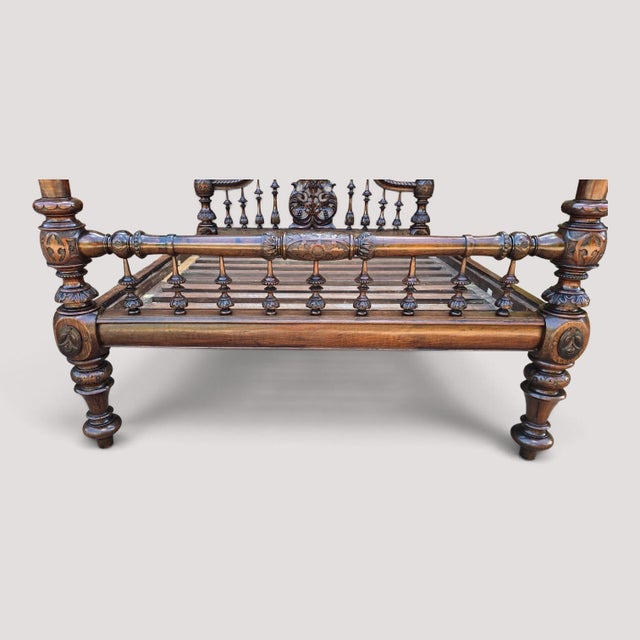 Superior quality antique Victorian king size four poster bed, of colonial Raj Anglo-Indian origin. C1880, takes a standard...