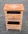 Hand‑Painted Moroccan Nightstand / Orange and White Zoua9 Woodwork For Sale - Image 4 of 7