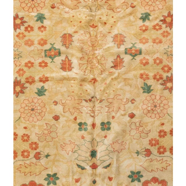 Late 20th Century Beige Ivory Green Rust Room Size Rug Persian Sultanabad Design For Sale - Image 4 of 5