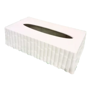 Vintage White Plastic Faux Bamboo Tissue Box Cover Holder