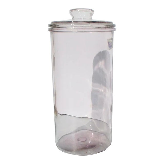 Vintage 1950s Blown Glass Barber Jar For Sale