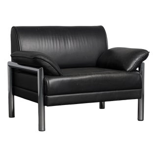 Leather and Chrome Lounge Chair, Italy, 1990s For Sale