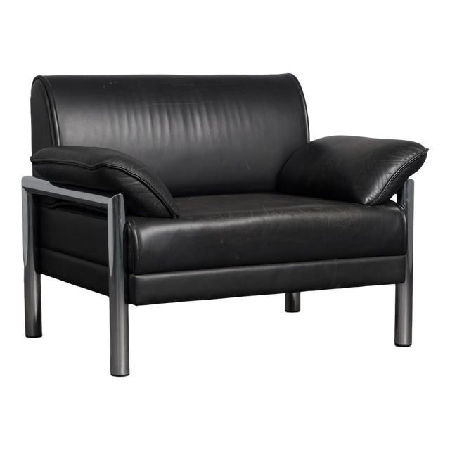 Leather and Chrome Lounge Chair, Italy, 1990s For Sale