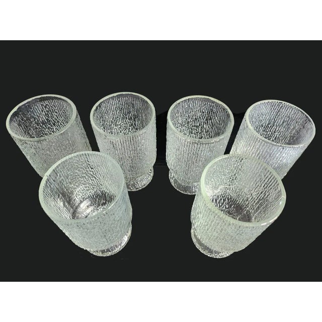 Transparent Vintage 10 Oz Footed Tumbler Crystal Ice by Indiana Glass, Set of 6 For Sale - Image 8 of 9