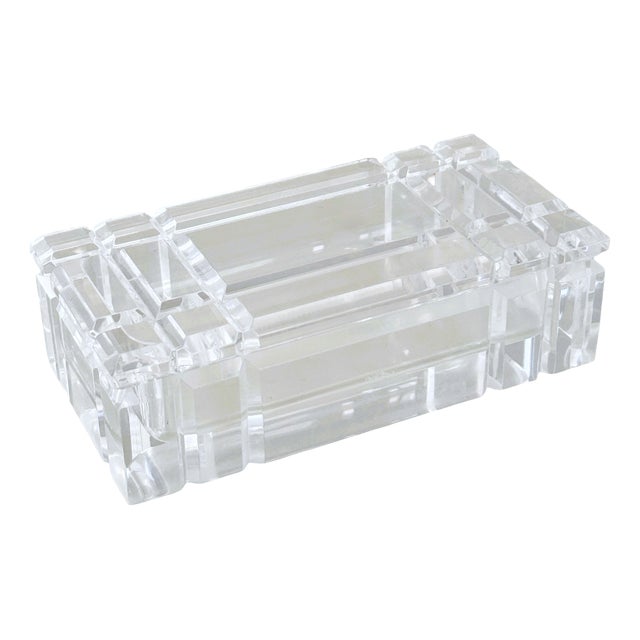 Mid-Century Italian Acrylic Glass Faceted Jewelery Box, 1970s For Sale
