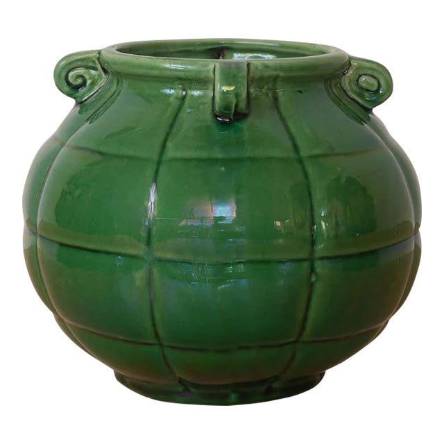 1960s French Green Ceramic Vase For Sale