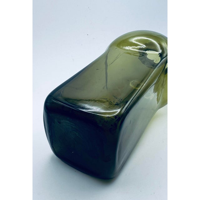 1960s 1960s Mid Century Modern Scandinavian Green Glass Bottle Bottle or Decanter For Sale - Image 5 of 9
