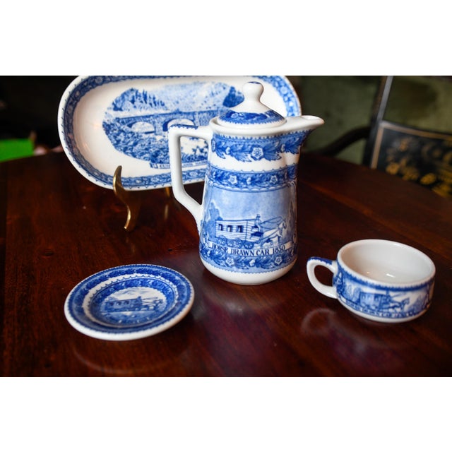 1920s Set of Baltimore Ohio Railroad Centennia Restaurant Ware Train Tea Set, Celery Dish, Tea Pot, Demitasse, Butter Pat For Sale - Image 12 of 12