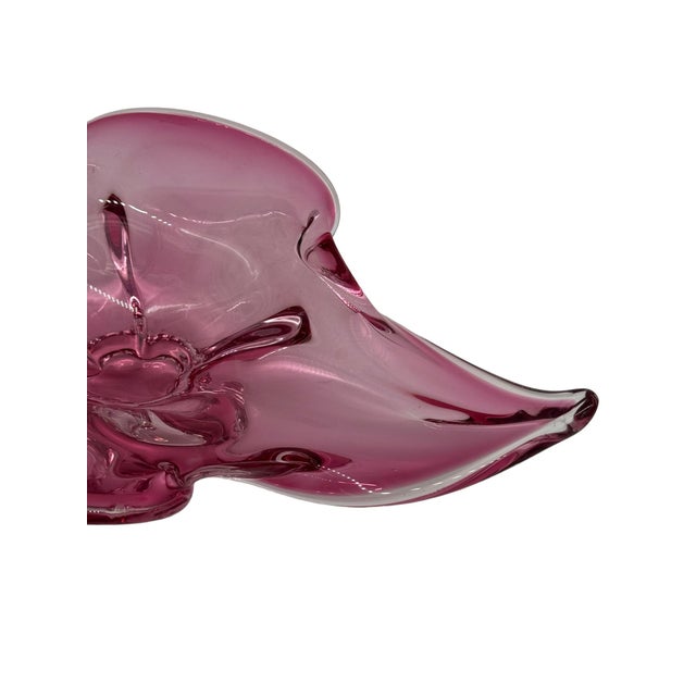 Murano Glass Sommerso Vintage 1970s Mid-Century Modern Murano Sommerso Style Pink Glass "Lips" Bowl For Sale - Image 4 of 11
