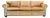 Vintage English Leather Sofa Tan Color Nail Head Trim Feather Down Cushions For Sale