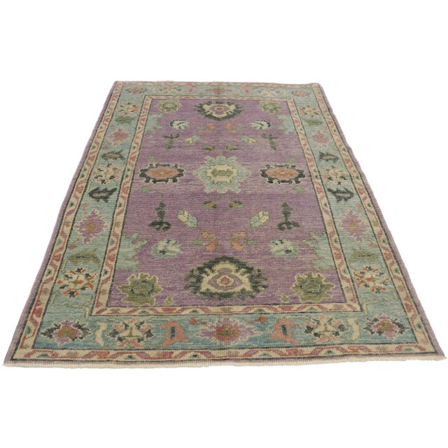 Turkish Oushak Rug - 04'02 X 05'10 For Sale - Image 4 of 10