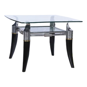 1970s Mid-Century Modern Chrome, Glass and Wood Side Table