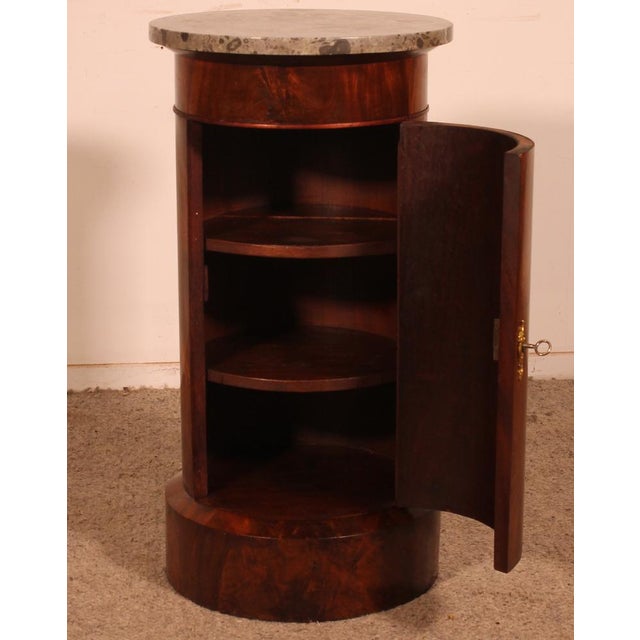Large Empire Sonno Bedside Table in Flamed Mahogany and Marble For Sale - Image 5 of 12