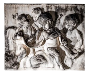 Putti Relief in Biscuit Porcelain, 1800s