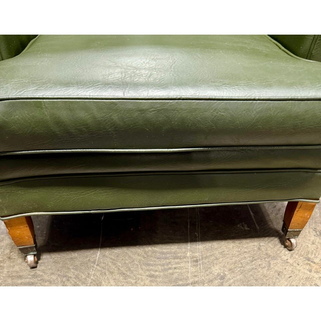 Mid 20th Century Olive Green Leather Tufted Club Chair For Sale - Image 5 of 12