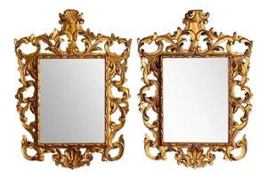 Rococo Style Frame Wall or Console Mirrors, Carved Gilded Wood Surrounds - a Pair