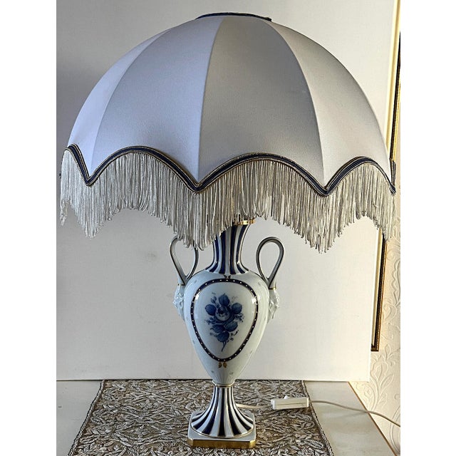 Saint Croix Limoges Porcelain Table Lamp with Fabric Shade, 1950s For Sale - Image 9 of 11