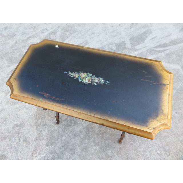 Vintage 1930's Hand Forged Wrought Iron Gilt Side Table ~ Spanish Revival ~ Hollywood Regency ~ French ~Plant Stand For Sale - Image 12 of 18