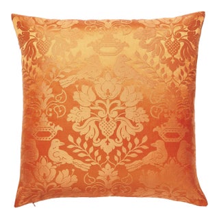 Scalamandre 22" x 22" Love Bird Pillow in Orange For Sale