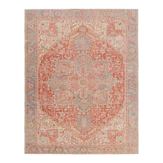 Oversized Vintage Malayer Rug in Red With Floral Medallion, From Rug & Kilim For Sale