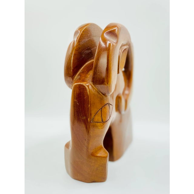 Chocolate 1970s Hand-Carved Wooden Ram Bookends - a Pair For Sale - Image 8 of 11