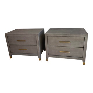 Modern Graydon Shagreen Embossed Leather Nightstands - a Pair For Sale
