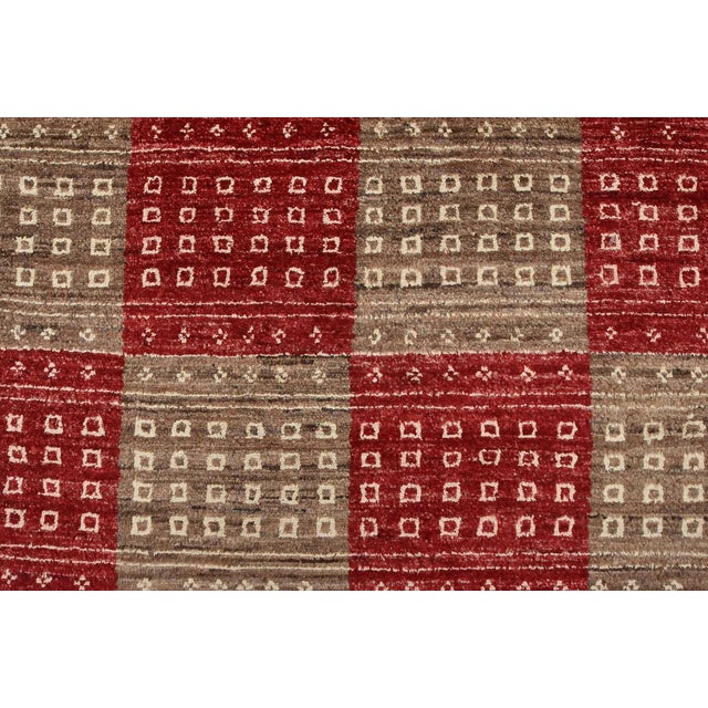 Textile Gabbeh Runner 3’1” X 17’9” Brown Red Wool Contemporary Hand-Knotted Rug For Sale - Image 7 of 13