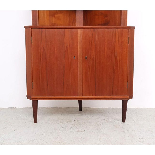 Wood Vintage Danish Teak Corner Cabinet with Display Case, 1960s For Sale - Image 7 of 13