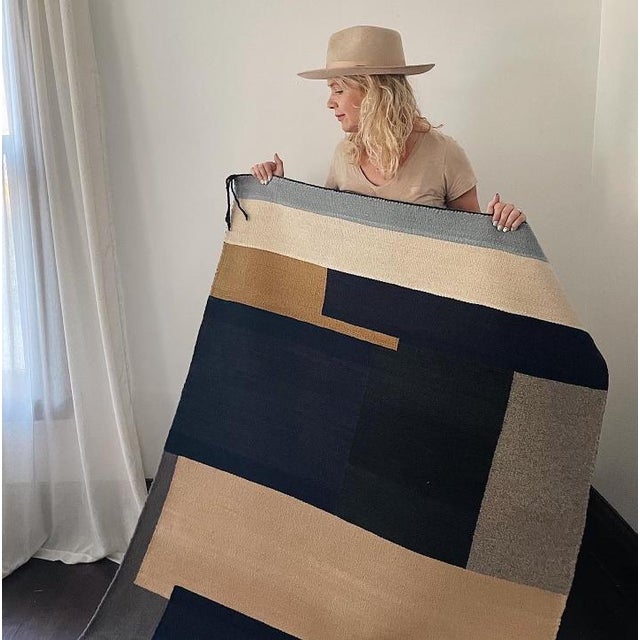 Late 20th Century Vintage Hand Loomed Geometric Rug by Gerald Johnson For Sale - Image 5 of 7