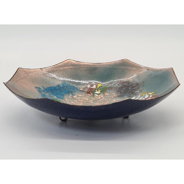 Blue Vintage GDR Enameled Copper Bowl from Veb Thüringer Schmuck Waltershausen, 1970s For Sale - Image 8 of 8