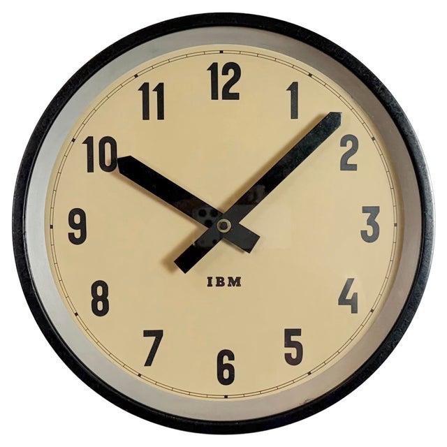 Industrial Black Factory Wall Clock from IBM, 1950s For Sale - Image 15 of 15
