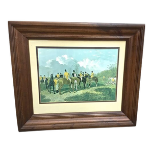 Vintage Framed Hunt Scene Engraving