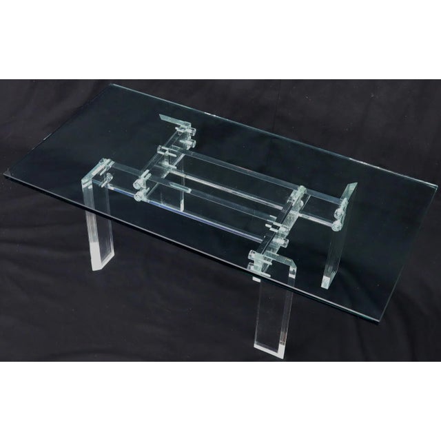 Rectangular Glass top Lucite Base Coffee Table For Sale - Image 10 of 13