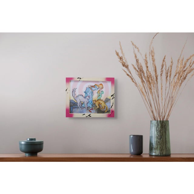 Early 21st Century Cat Lovers by Louis Recchia | Mixed-media acrylic on plexiglas depicting a woman with cats and children. For Sale - Image 5 of 5