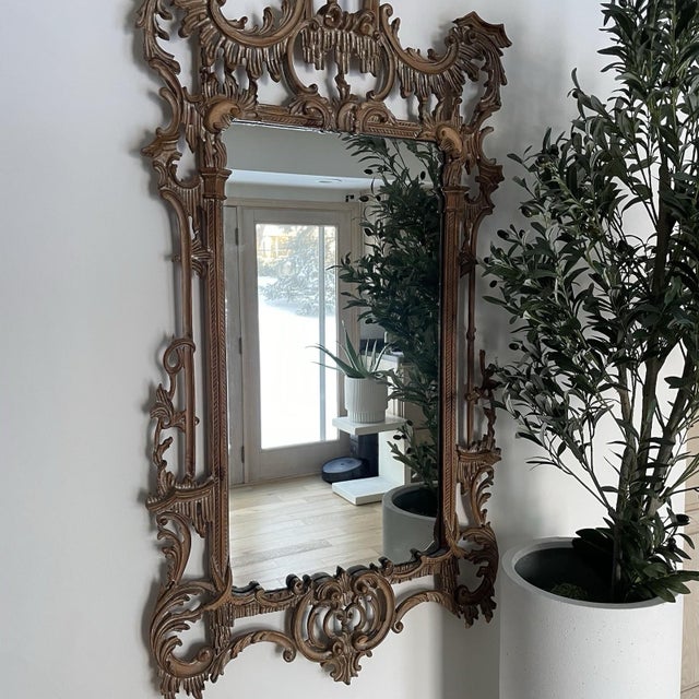 Vintage Italian Hand-Carved Giltwood Mirror by La Barge, Mid-20th Century For Sale - Image 13 of 17