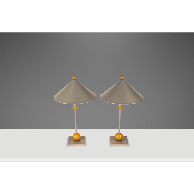 1990s Postmodern Memphis Style Table Lamps Attributed to George Kovacs for Sonneman - Set of Two For Sale - Image 4 of 16