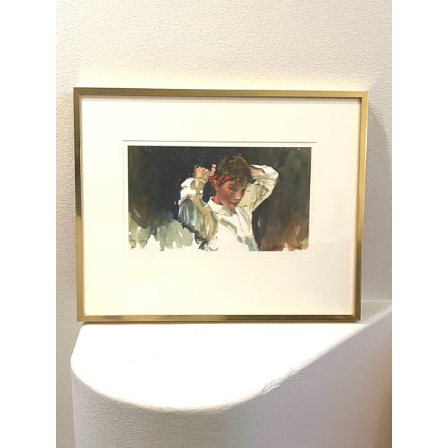 1970s Arne Westerman Polkadot Headband Signed Watercolor Original Frame For Sale - Image 5 of 7