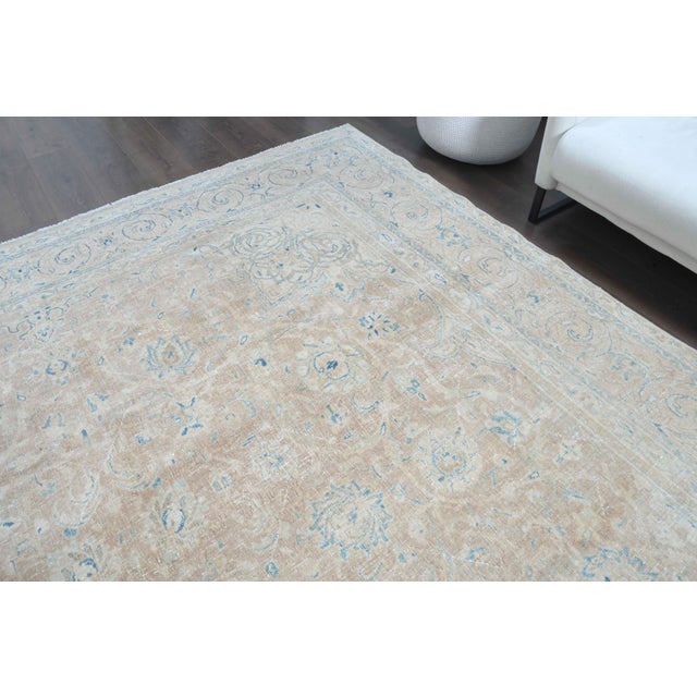 1970s Vintage Persian Handmade Wool Cotton Beige Area Rug For Sale - Image 4 of 11