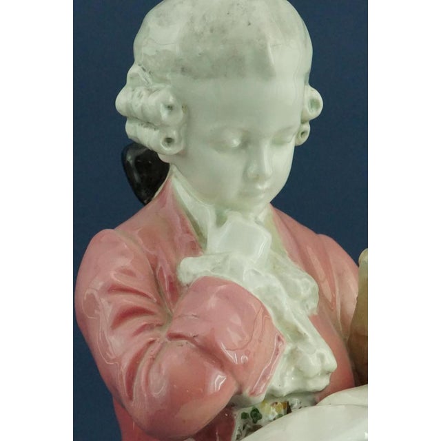 19th Century Art Nouveau Ceramic Sculpture Depicting Wolfgang Amadeus Mozart as a Child by Perigot for Goldscheider, Austria, 1890s For Sale - Image 14 of 18