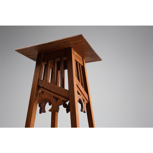 Wood French Art Deco Pedestal Console in Oak, 1920s For Sale - Image 7 of 12